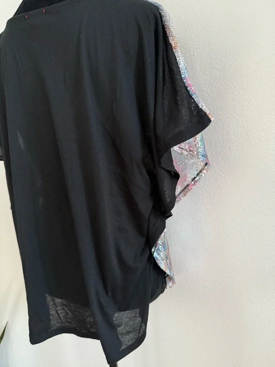 Bongo Vintage Y2K Multicolor Sequin Mesh Pullover Dolman Sleeve Top Size 2X - Picture 5 of 6